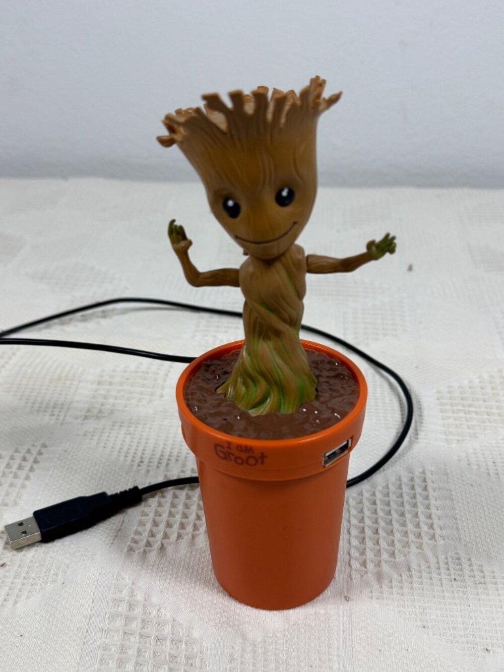 Baby Groot USB Charger Cupholder Port Dancing Figure Guardians Of The Galaxy